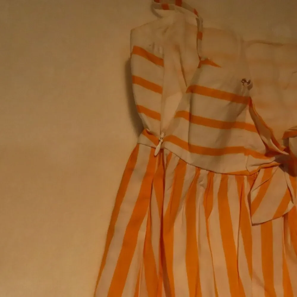 NWT J.Crew Strappy Tie-Back Mini Dress Marigold Stripe Mix Sundress Womens 6 BR9